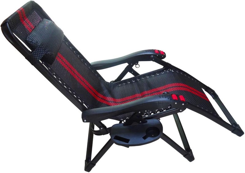 Hanperal Oval Zero Gravity Lounge Chair with Cup Holder and Tray, Side Recliner, Mobile Phone Slot, Snack Tray - Black - Image 3